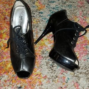 Michael Kors Black lace up leather booties